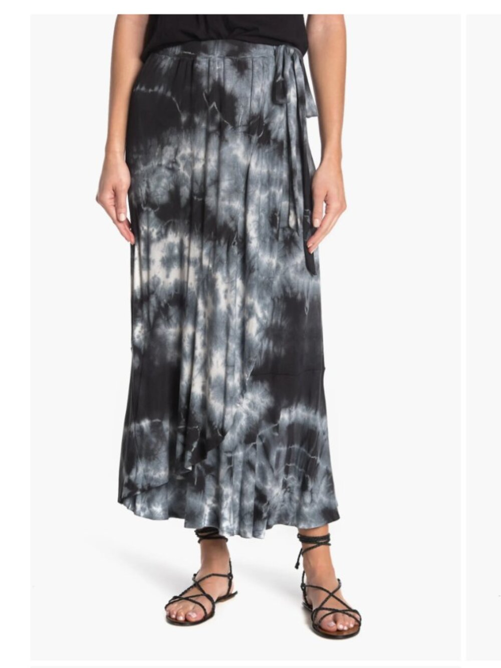 Go Couture Faux Wrap Midi Tie Dyed Skirt - M